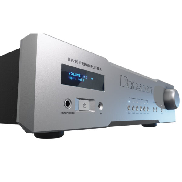 Bryston BP-19 Preamplifier srebrno analogno pretpojačalo s integriranim pojačalom za slušalice i preciznom kontrolom glasnoće.