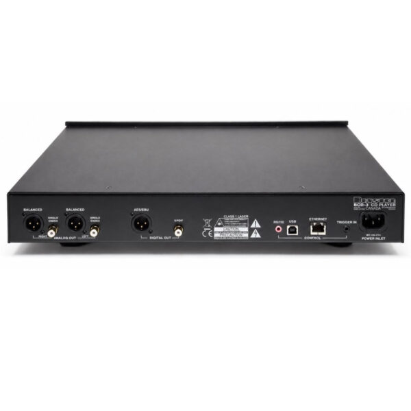Bryston BCD-3 CD Player konekcije s balansiranim XLR izlazima i digitalnim AES EBU priključcima za high-end sustave.